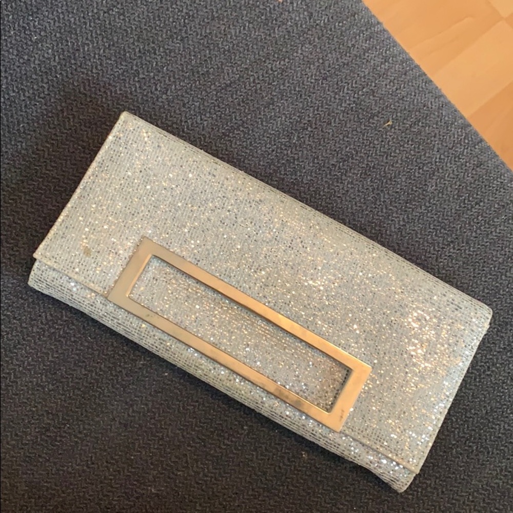 Silver sparkle clutch